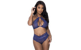 Exposed Lingerie Halter and Lace Up Bra and Panty Set - - Bras and Bra Sets